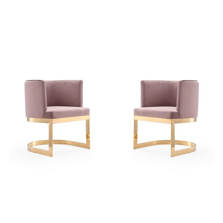 MANHATTAN COMFORT Aura Dining Chair in Blush and Polished Brass (Set of 2) 2-DC026-BH